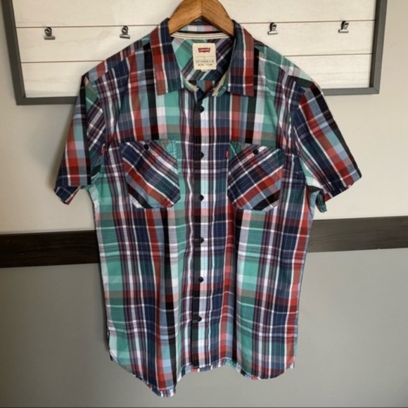 LEVI’S mens western bohemian boho plaid casual bottom down shirt size Large - Picture 9 of 10